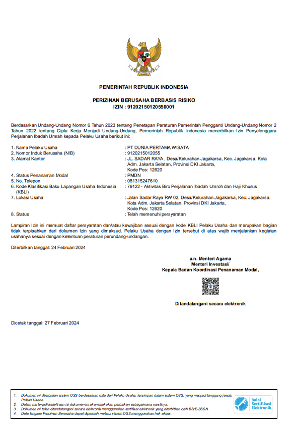 Izin Penyelenggara Perjalanan Ibadah Umrah